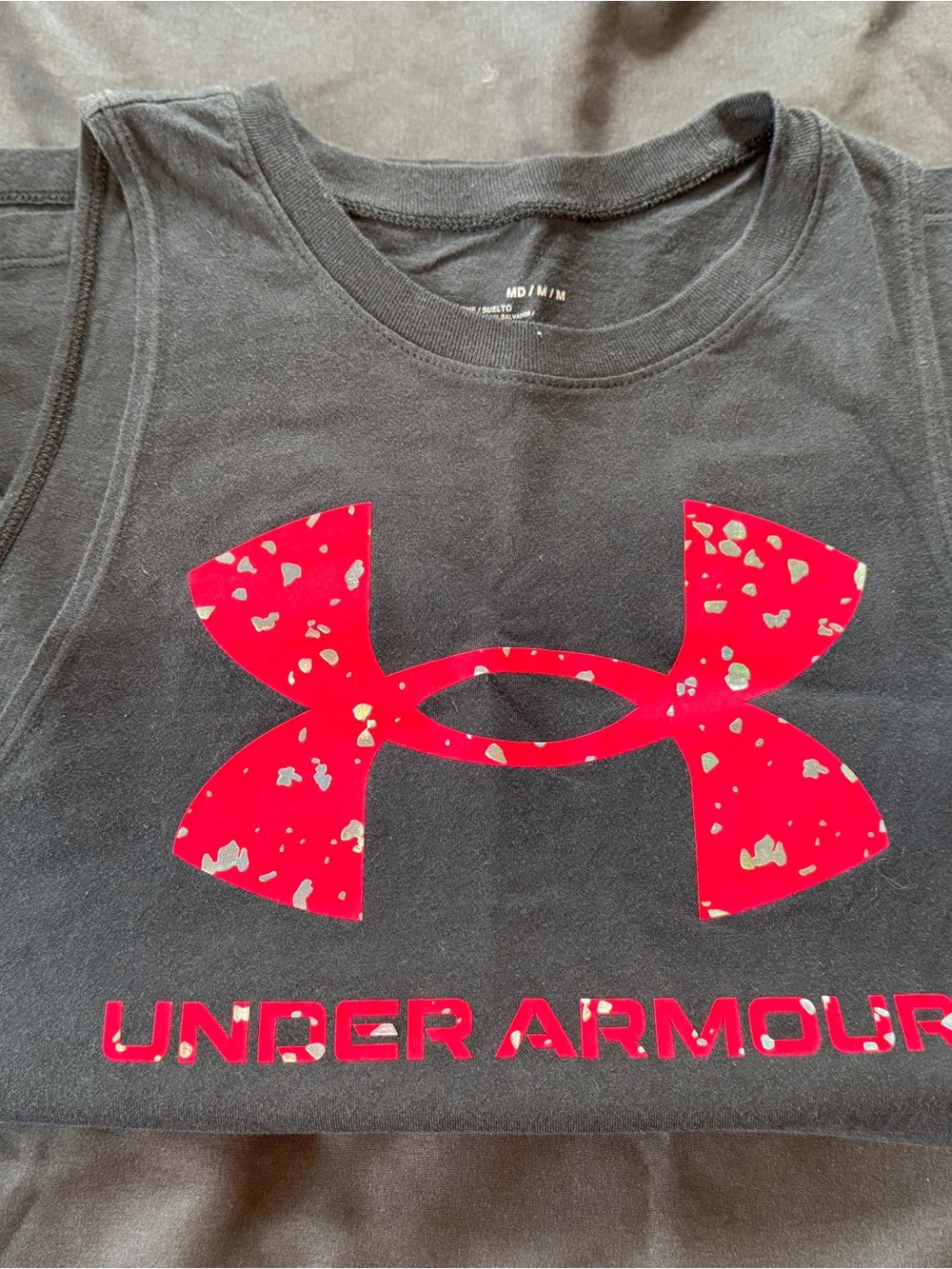 Under Armour Black Tank with Red Speckled Logo